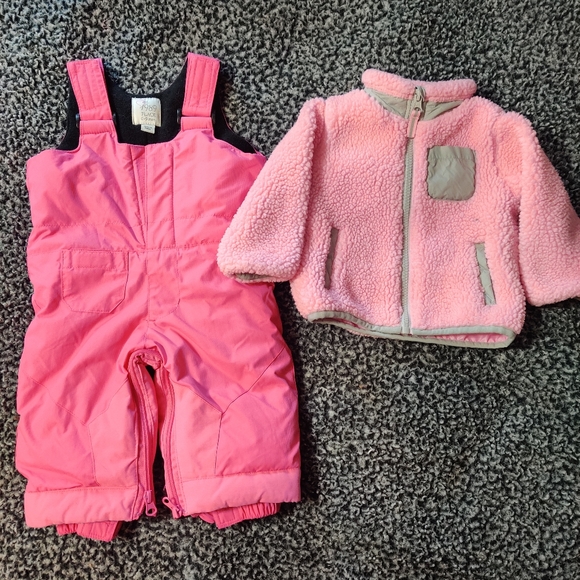 6-9 Months Girls Snowpants Overalls Jacket Set Baby Toddler Outerwear Outdoor - Picture 1 of 12